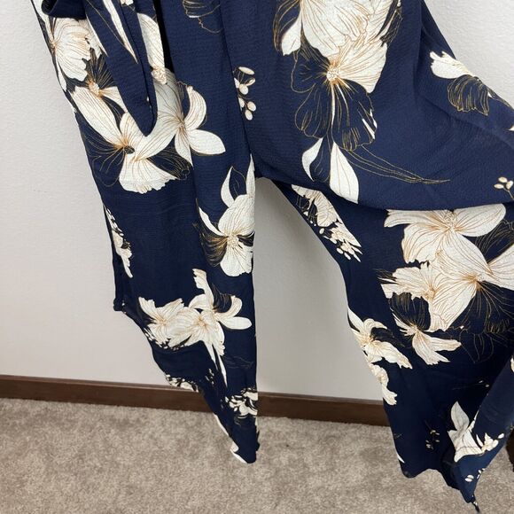 BELONGSCI Sleeveless Shoulder V-Neck Wide Leg Jumpsuit w Belt and Pockets Sz S - Picture 6 of 14